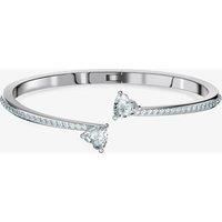 Swarovski Women's Attract Soul Heart Bangle, Two Brilliant Heart-Shaped White Crystals with Rhodium Plating, 5.6x4.6 CM, from the Swarovski Attract Soul Collection
