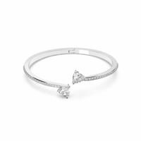 Swarovski Women's Attract Soul Heart Bangle, Two Brilliant Heart-Shaped White Crystals with Rhodium Plating, 5.6x4.6 CM, from the Swarovski Attract Soul Collection