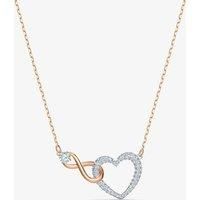 Swarovski Women's Infinity Heart Necklace, Finely Cut Swarvski Crystals in White with a Rose-gold Coloured Mixed Metal Finished Chain