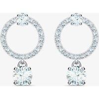 Swarovski Attract Circle Clear Crystal Pavé Pierced Earrings with Crystal Drop Accent on a Rhodium Plated Setting, a Part of the Attract Collection
