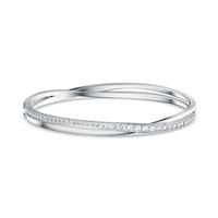 Swarovski Women's Twist Rows Bracelet Bangle, Brilliant White Crystals, Rhodium Plated Metal, Size M, from the Swarovski Twist Collection