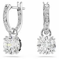 Swarovski Constella Hoop Earrings, White Round Cut and Pavé Crystals in a Rhodium Plated Setting, from the Constella Collection