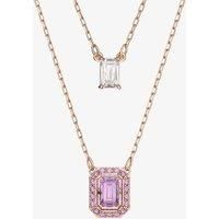 Swarovski Millenia layered necklace, Octagon cut, Rose gold-tone plated