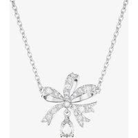 Swarovski Volta Pendant Necklace, Bow Design with White Chattonage Crystals in a Rhodium Plated Setting, from the Volta Collection