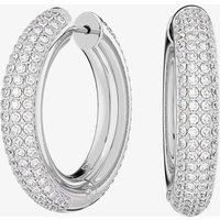 Swarovski Dextera Hoop Earrings, White Pavé Crystals in Rhodium Plating, from the Dextera Collection