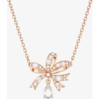 Swarovski Volta Pendant Necklace, Bow Design with White Chattonage Crystals in a Rose-Gold Tone Setting, from the Volta Collection