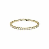Swarovski Matrix Tennis bracelet, Round cut, White, Gold-tone plated