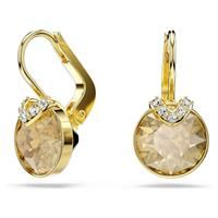Swarovski Bella V drop earrings, Round cut, Gold-tone plated
