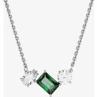 Swarovski Mesmera Pendant Necklace, White and Green Crystals in Mixed Cuts, Rhodium Plated Setting, from the Mesmera Collection
