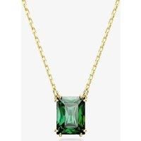Swarovski Matrix Pendant Necklace, Green Rectangular-Cut Crystals in a Gold-Tone Plated Setting, from the Matrix Collection