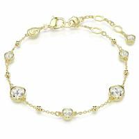 Swarovski Imber Gold Tone Plated Round Cut Crystal Chain Bracelet 5680094