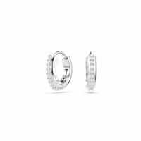 Swarovski Matrix Hoop Earrings, Clear Round Cut Crystals in a Rhodium-Finished Setting, Part of the Swarovski Matrix Collection