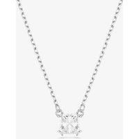 Swarovski Stilla Attract Pendant Necklace, Clear Square-Cut Stone in a Rhodium-Finished Setting, Part of the Stilla Collection