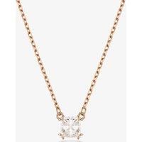 Swarovski Stilla Attract pendant, Square cut, White, Rose gold-tone plated