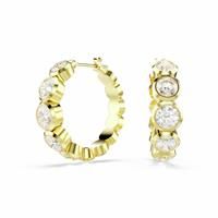 Swarovski Imber hoop earrings, Round cut, White, Gold-tone plated