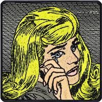 Vintage Patch sew-on/Iron-on Fabric Applique Crying Girl Comic 70x70