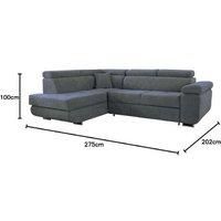 Modern Fabric L-Shaped Corner Sofa Bed with Storage, Adjustable Headrests & Chrome Legs - 3-4 Seater