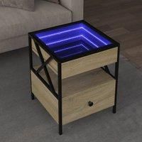Berkfield Home Coffee Table with Infinity LED Sonoma Oak 40x40x51 cm in Brown | Size: 40 x 40 x 51 cm