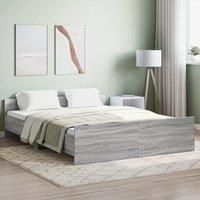 Bed Frame with Headboard and Footboard Grey Sonoma 160x200 cm