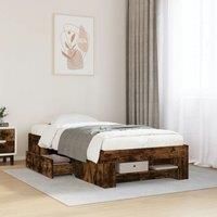Berkfield Home Bed Frame without Mattress Smoked Oak 75x190 cm Small Single Engineered Wood in Brown