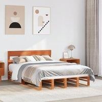 Berkfield Home Bed Frame without Mattress Wax Brown 140x200 cm Solid Wood Pine