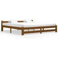 Bed Frame Honey Brown Solid Pine Wood 200x200 cm
