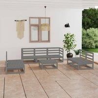 8 Piece Garden Lounge Set Grey Solid Wood Pine