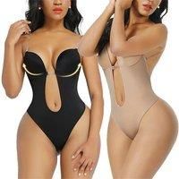 Deep V-Neck Backless Shapewear With Invisible Straps - 6 Sizes & 3 Colours