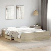 Berkfield Home Bed Frame with Drawers without Mattress Sonoma Oak 150x200 cm King Size in Brown