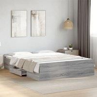 Berkfield Home Bed Frame with Drawers without Mattress Grey Sonoma 150x200 cm King Size