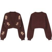 Gingerbread Man Patterned Knitted Cardigan - 4 Sizes, 6 Colours