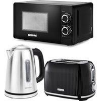 GEEPAS Illuminating Electric Kettle 2 Slice Bread Toaster & Microwave Combo Set