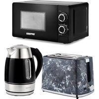 Geepas 1.7L Illuminating Electric Kettle 2 Slice Bread Toaster & Microwave Set