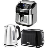 Geepas 1.7L Electric Kettle 2 Slice Bread Toaster & 9.2L Digital Air Fryer Set