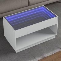 Berkfield Home Coffee Table with Infinity LED White 90x50x50 cm | Size: 90 x 50 x 50 cm