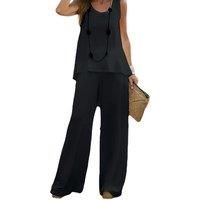 Women'S Summer Trousers & Top Set - 6 Sizes & 10 Designs - Black