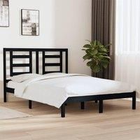 Bed Frame Black Solid Wood Pine 140x190 cm
