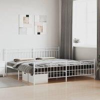 Metal Bed Frame with Headboard and Footboard White 193x203 cm