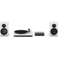 Pro-Ject Colourful Audio System E, True Analog HiFi Stereo System, All-In-One Hi-Fi Set including Debut E Turntable, Stereo Box E Integrated Amplifier, and Speaker Box 5E Carbon (Satin White)