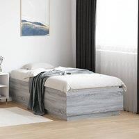 Berkfield Home Bed Frame with LED without Mattress Grey Sonoma 90x190 cm Single