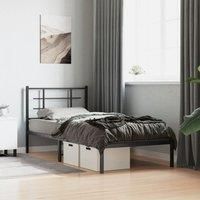 Berkfield Home Metal Bed Frame without Mattress with Headboard Black 90x190cm | Size: 90x190 cm
