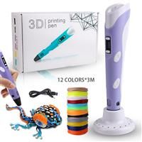 (Purple) 3D Printing Pen, 3D Doodler Pen with LCD Screen UK