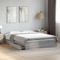 Berkfield Home Bed Frame with Drawers without Mattress Grey Sonoma 150x200 cm King Size