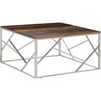 Berkfield Home Coffee Table Silver Stainless Steel & Solid Wood Sleeper