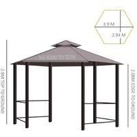 Outsunny Hexagon Gazebo - Brown