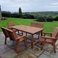 PATIO SET, WOODEN GARDEN TABLE & CHAIRS, SITS 6