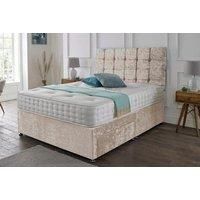 Crushed Velvet Divan Bed & Memory Sprung Mattress - Silver, Blue & Ivory!