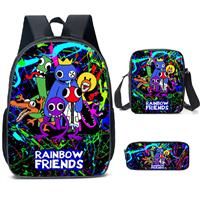 (Colorful) 3Pcs/Set Rainbow Friends Kids Child Schoolbag Backpack Rucksack Shoulder Crossbody Bag Pencil Case