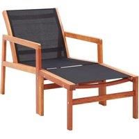 Garden Chair with Footrest Solid Eucalyptus Wood and Textilene