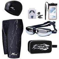 Men'S Swim Trunks & Complete Six-Piece Pro Swimming Equipment Set